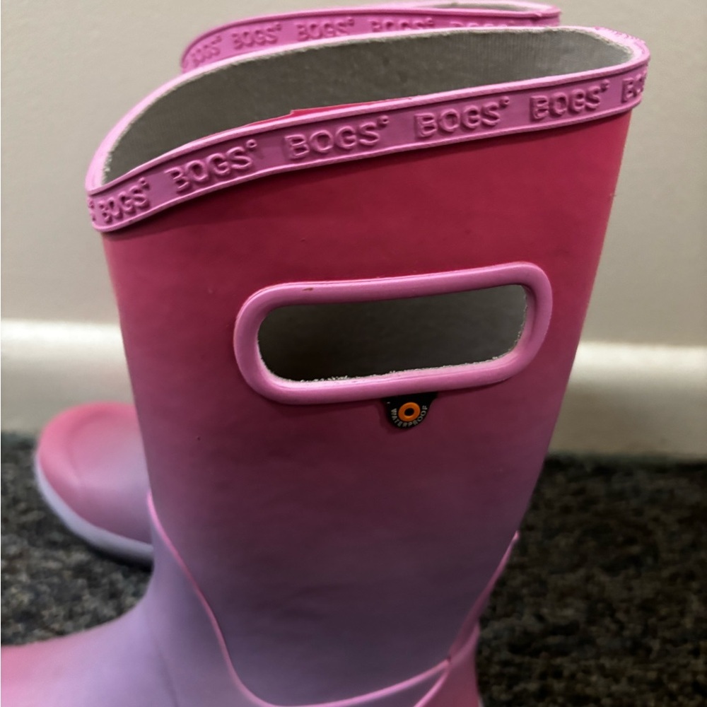 BOGS Kids Ombre Rain Boots Youth 6 – Pink Purple Waterproof Rubber Boots - Picture 7 of 12